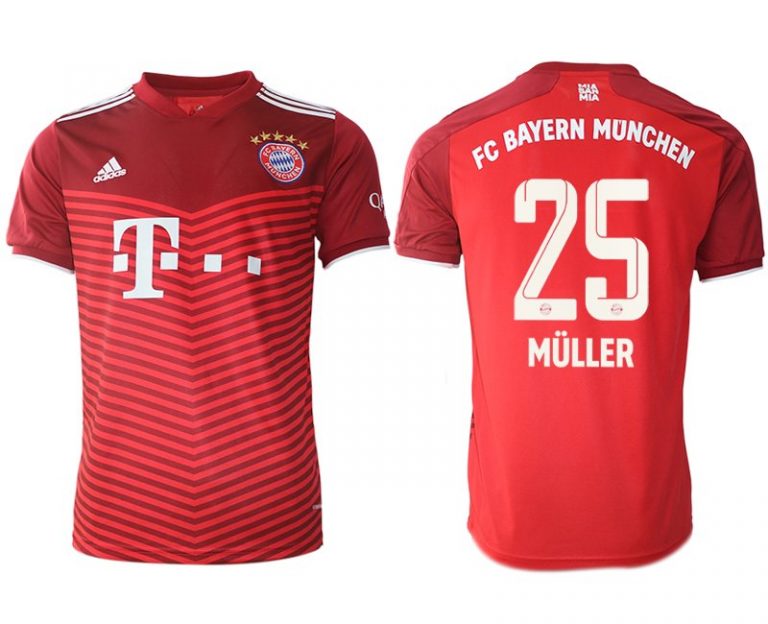 FC Bayern München Saison 2021/22 Heimtrikot rot mit Aufdruck Müller 25