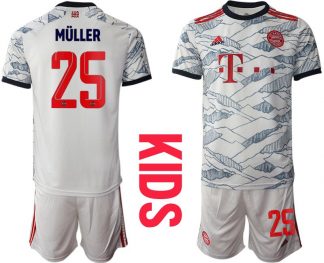 FC Bayern München Trikot 3rd in weiß 2022 für Kinder mit Aufdruck Müller 25