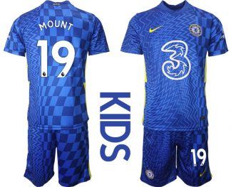 FC Chelsea London Trikot Home 2021/2022 Kinder blau gelb mit Aufdruck Mount 19