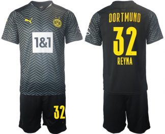 Football Borussia Dortmund 2022 Auswärtstrikot in Grau mit Aufdruck Reyna 32