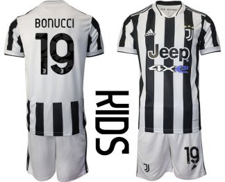 Fußball Trikot Juventus Turin Heimtrikot 2021/22 für Kinder mit Aufdruck Bonucci 19