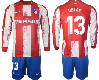 Fußball Trikots langarm Atlético Madrid 2022 Heimtrikot mit Aufdruck OBLAK 13