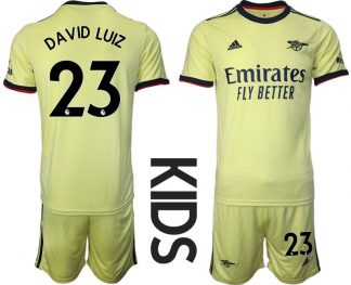 Fussballtrikot Arsenal FC Auswärts 2021/22 Kinder Gelb mit Aufdruck David Luiz 23