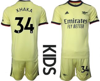 Fussballtrikot Arsenal FC Auswärts 2021/22 Kinder Gelb mit Aufdruck XHAKA 34