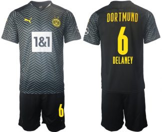 Fußballtrikot BVB Borussia Dortmund 2022 Auswärtstrikot Grau mit Aufdruck Delaney 6