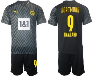 Fußballtrikot BVB Borussia Dortmund 2022 Auswärtstrikot Grau mit Aufdruck Haaland 9