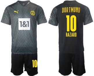 Fußballtrikot BVB Borussia Dortmund 2022 Auswärtstrikot Grau mit Aufdruck Hazard 10