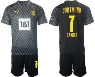 Fußballtrikot BVB Borussia Dortmund 2022 Auswärtstrikot Grau mit Aufdruck Sancho 7