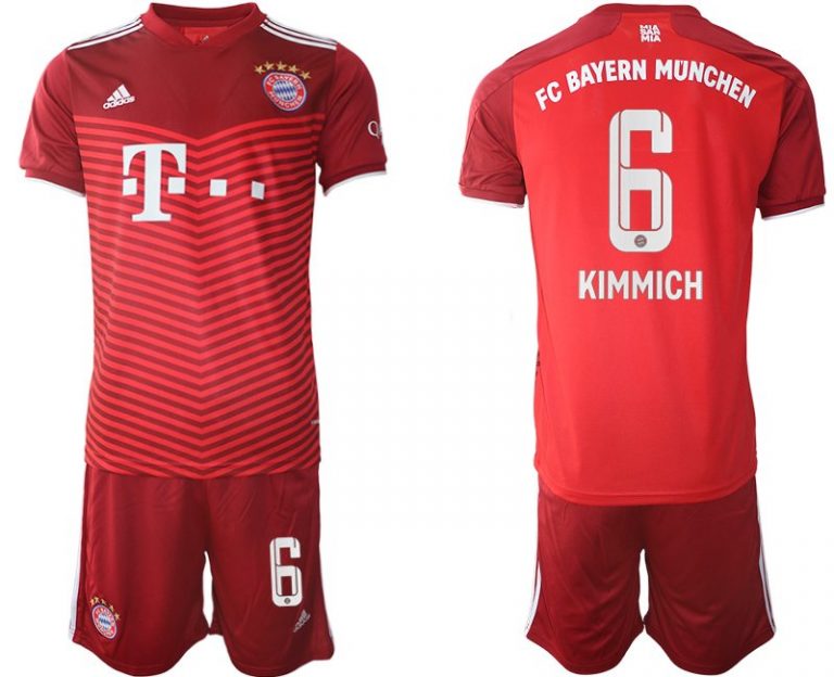 Fußballtrikot Fantrikot FC Bayern München 21/22 Heimtrikot rot mit Aufdruck Kimmich 6-1
