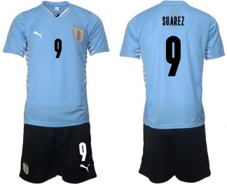Fußballtrikot Herren Uruguay 2022 Heimtrikot hellblau mit Aufdruck SUAREZ 9