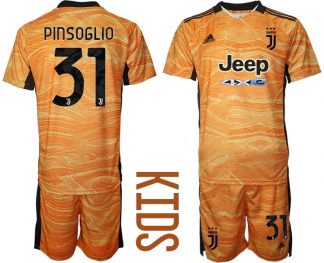 Fußballtrikot Juventus Turin Kinder Torwarttrikot Heim 2021/22 Orange mit Aufdruck Pinsoglio 31