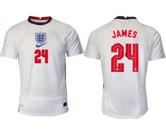 Fußballtrikot Kurzarm England Heimtrikot EM 2022 weiß/blau mit Aufdruck JAMES 24
