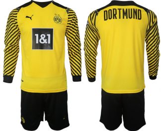 Günstige Borussia Dortmund Heimtrikot 2022 Langarm + Kurze Hosen