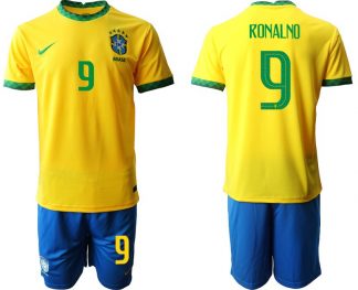 Herren Trikotsatz Brasilien 2022 Heimtrikot gelb mit Aufdruck Ronaldo 9
