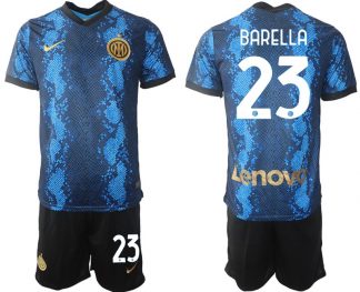 Inter Mailand Nicolò Barella #23 Heimtrikot Trikotsatz Kit Blau Schwarz