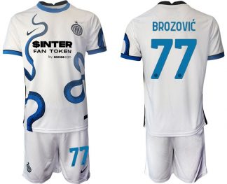 Inter Mailand Stadium Auswärtstrikot 2022 weiß/blau mit Aufdruck Brozović 77