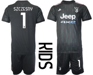 Juventus Turin Auswärtstrikot 2021/22 für Kinder schwarz mit Aufdruck Szczesny 1