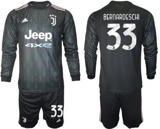 Juventus Turin Herren Auswärts Trikot 2021/22 schwarz/weiß mit Aufdruck Bernardeschi 33