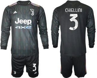 Juventus Turin Herren Auswärts Trikot 2021/22 schwarz/weiß mit Aufdruck Chiellini 3