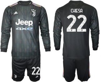 Juventus Turin Herren Auswärts Trikot 2021/22 schwarz/weiß mit Aufdruck Chiesa 22