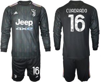 Juventus Turin Herren Auswärts Trikot 2021/22 schwarz/weiß mit Aufdruck Cuadrado 16