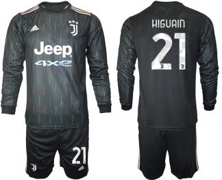 Juventus Turin Herren Auswärts Trikot 2021/22 schwarz/weiß mit Aufdruck Higuain 21