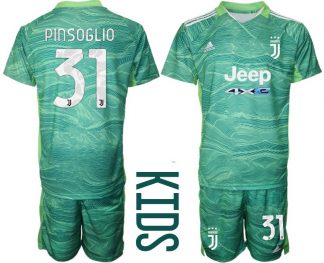 Juventus Turin Kinder Torwarttrikot Heim 2021/22 in Grün mit Aufdruck Pinsoglio 31