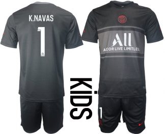 K.Navas 1 Kinder Paris Saint Germain PSG Ausweichtrikot 2021-22 schwarz rot