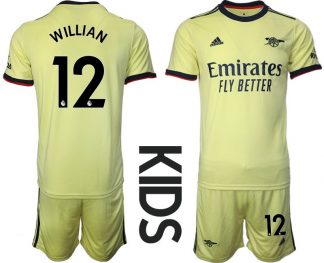 Kinder Fussball Trikotsatz Arsenal FC Auswärts 2021/22 Gelb mit Aufdruck Willian 12