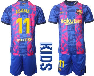 Kinder T-Shirt Barcelona 2021/22 Ausweichtrikot Blaue mit Aufdruck ADAMA 11