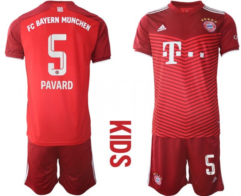 Kinder Trikotsatz FC Bayern München Heimtrikot rot 2022 mit Aufdruck Pavard 5