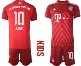 Kinder Trikotsatz FC Bayern München Heimtrikot rot 2022 mit Aufdruck Sané 10
