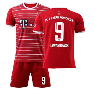 Kinder Trikotsatz FC Bayern München Heimtrikot rot 2023 mit Aufdruck Lewandowski 9