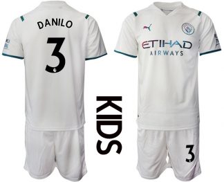 Kindertrikot Manchester City 2022 Auswärtstrikot weiß für Kinder Danilo 3