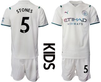 Kindertrikot Manchester City 2022 Auswärtstrikot weiß für Kinder Stones 5