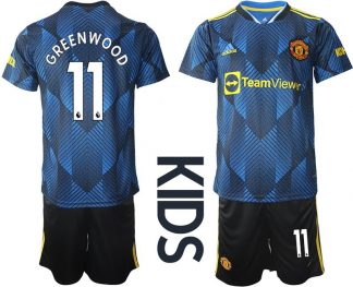 Kindertrikot Manchester United Ausweichtrikot blau 2022 für Kinder Greenwood 11