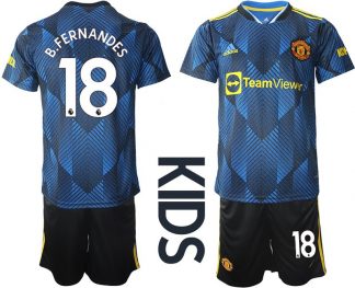 Kindertrikot Manchester United Ausweichtrikot blau 2022 Kinder B.Fernandes 18