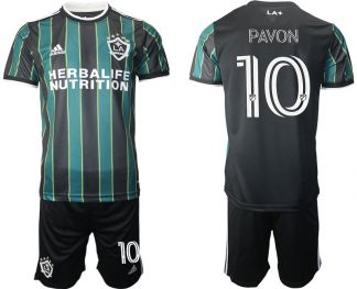 LA Galaxy 2021/2022 Away Jersey Black Green With PAVON 10 Printing Short Shirt