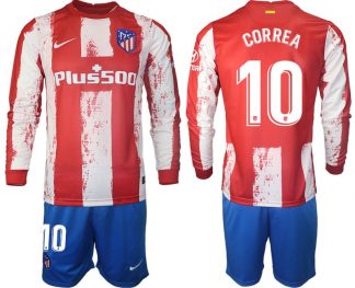 Langarm Trikots günstig kaufen Atlético Madrid 2022 Heimtrikot mit Aufdruck CORREA 10