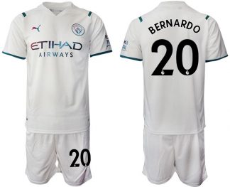 Manchester City Auswärtstrikot 2022 weiß/hellblau mit Aufdruck Bernardo 20
