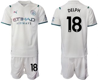 Manchester City Auswärtstrikot 2022 weiß/hellblau mit Aufdruck Delph 18
