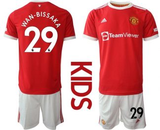 Manchester United Cup Heimtrikot 2022 für Kinder rot mit Aufdruck Wan-Bissaka 29