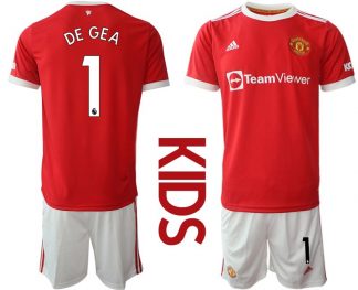 Manchester United Heimtrikot 2022 für Kinder in rot mit Aufdruck DE GEA 1