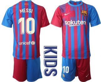 MESSI 10 Fussballtrikot FC Barcelona 2021/22 Heim Trikotsatz blau rot für Kinder