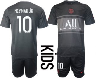 Paris Saint Germain PSG Ausweichtrikot 2021-22 schwarz/rot für Kinder Neymar Jr 10