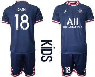 Paris Saint Germain PSG Heimtrikot 2021/22 für Kinder in blau mit Aufdruck Kean 18