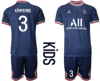 Paris Saint Germain PSG Heimtrikot 2021/22 für Kinder in blau mit Aufdruck Kimpembe 3