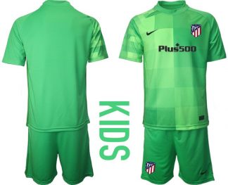 Personalisierbar Atlético Madrid Torwart Trikot in Grün für Kinder Kurzarm + Kurze Hosen