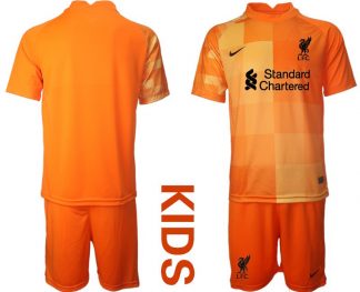 Personalisierbar Fußball Trikot FC Liverpool Torwarttrikot Orange für Kinder