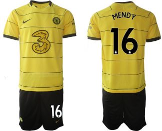 Personalisierbar Trikotsatz Chelsea FC 2022 Auswärtstrikot gelb/schwarz Mendy 16